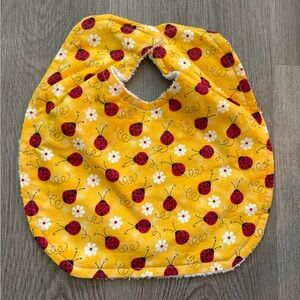 Yellow Ladybug Print Baby Bib